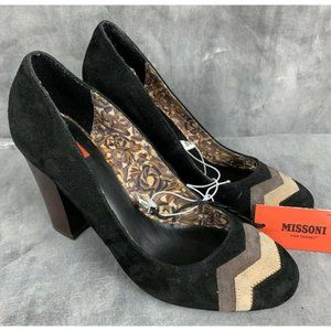 NWT Missoni - Black Suede Chevron Heels - SZ 8.5